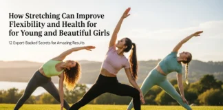 How stretching can Improve Flexibility and health| 12 Expert-Backed Secrets for Amazing Results Three women performing outdoor stretching for flexibility exercises at sunrise, demonstrating a group fitness routine to improve flexibility and health.